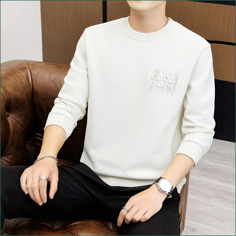 2025新款字母钢印圆领打底衫爆款男士简约潮牌百搭休闲长袖卫衣