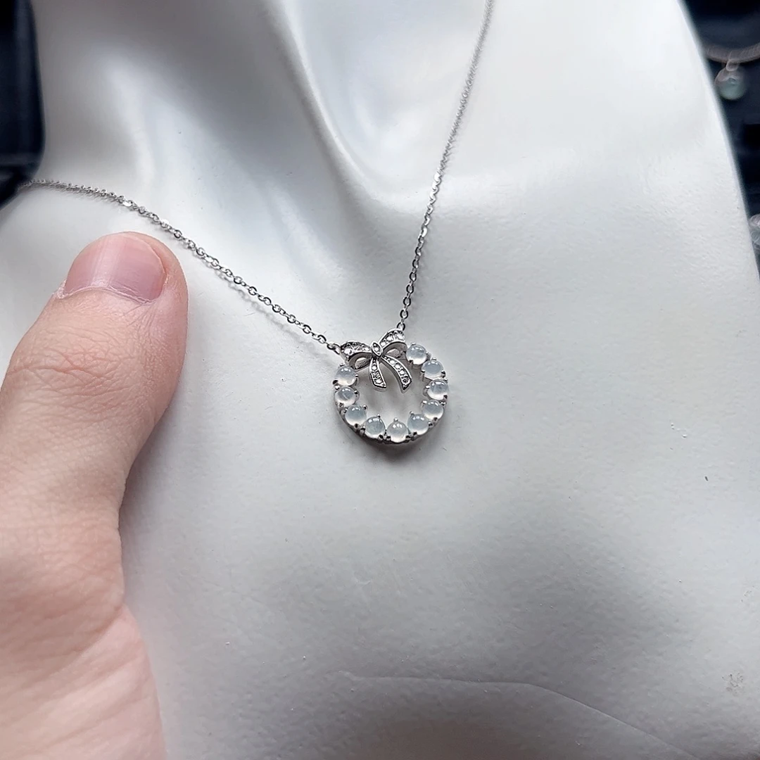 翡翠手链银S925镶嵌?**?天然翡翠A货