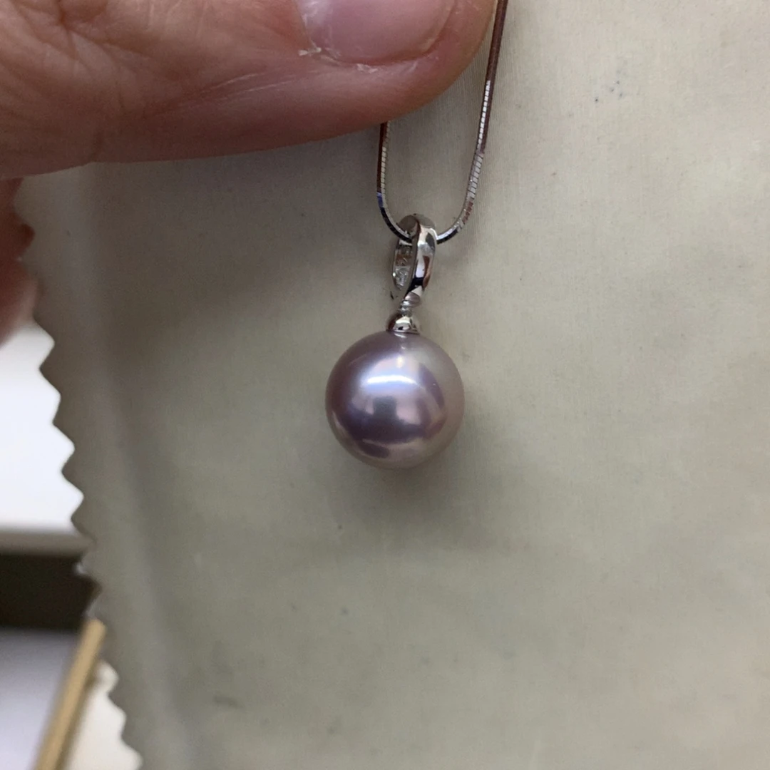 颈饰银S925镶嵌淡水珍珠11-12爱迪生怪色万能扣吊坠