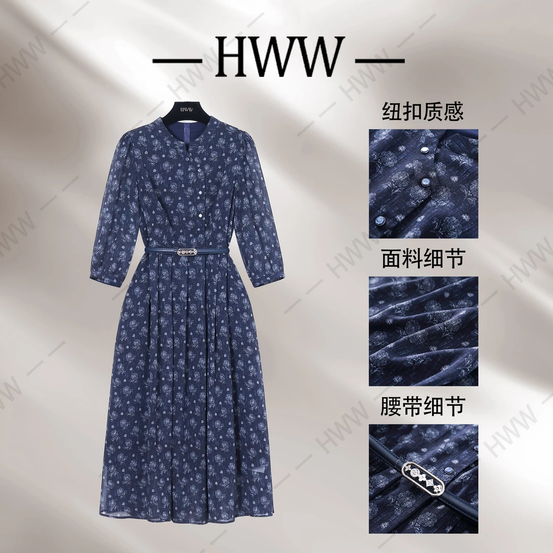 【赫尔温】设计款帝释青时尚收腰显瘦连衣裙DHZXF50800