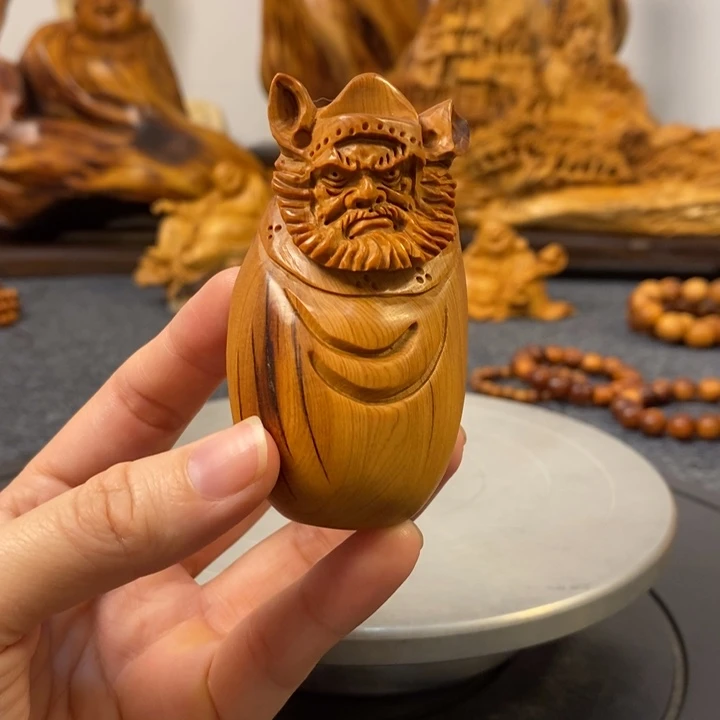 柏木崖柏钟馗手把件小摆件