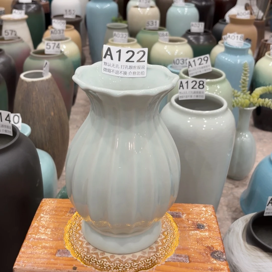 摆件122景德镇陶瓷花瓶高22口6