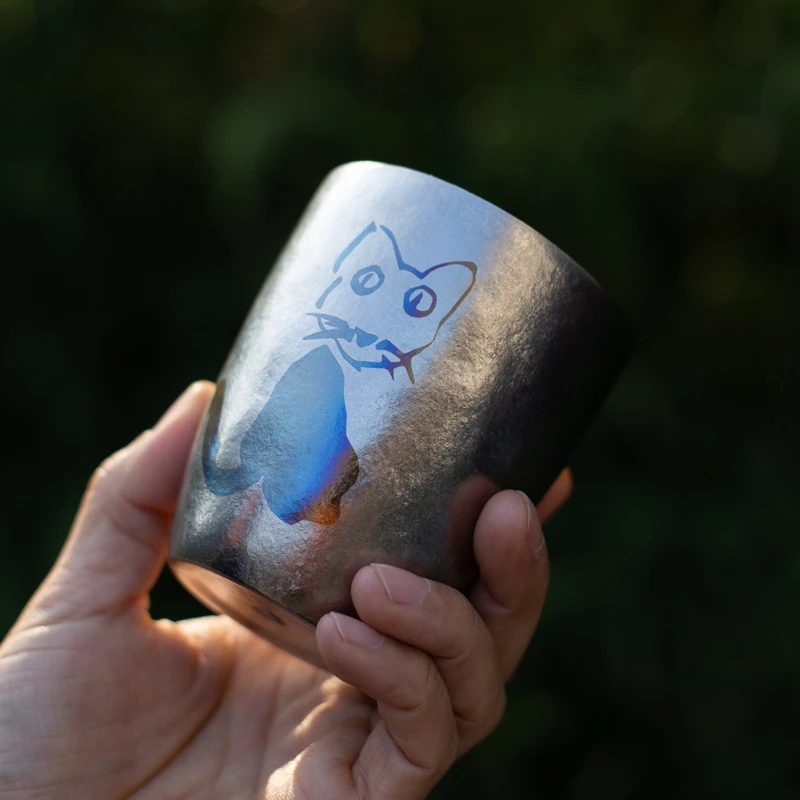 成事好物冯唐出品99%纯钛材质我是猫半手工喵杯轻量化酒杯礼赠