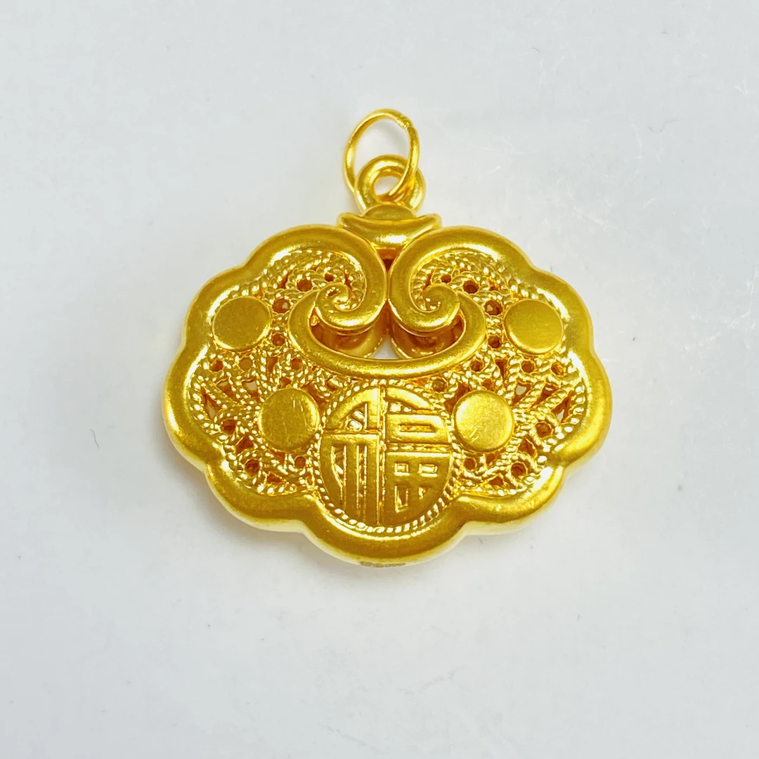 足金999 黄金祥云如意福字锁包 1.00