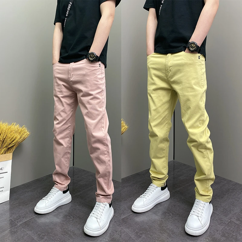 2025年夏季薄款潮流韩版痞帅修身锥形裤青年男士休闲美式直筒裤子