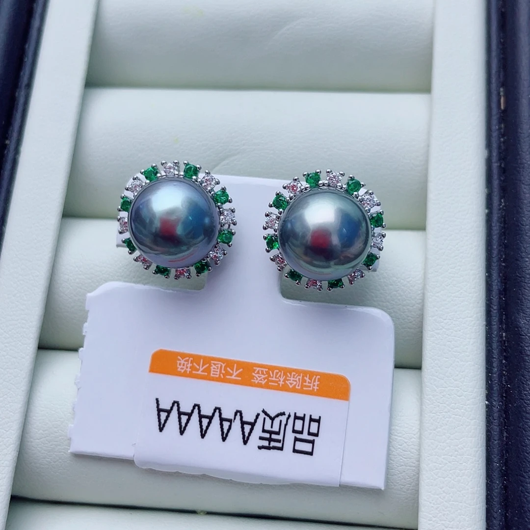 银S925镶嵌海水珍珠耳饰w57