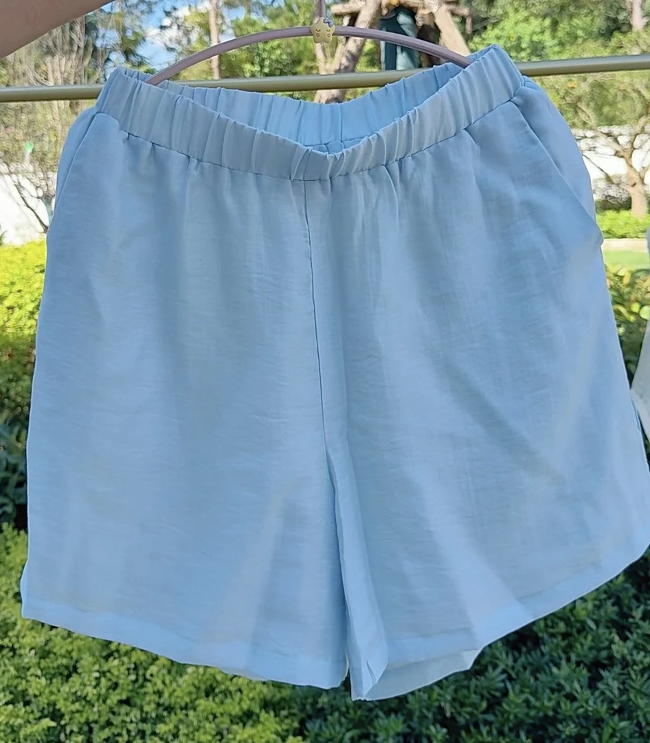 高腰中腰微弹力极简风短裤夏季阔腿宽松裤子舒适时尚百搭