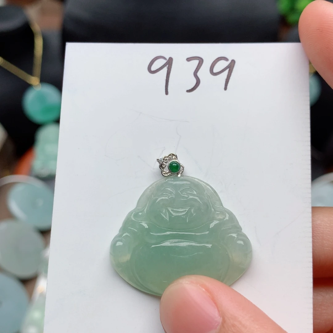 翡翠颈饰银S925镶嵌吊坠