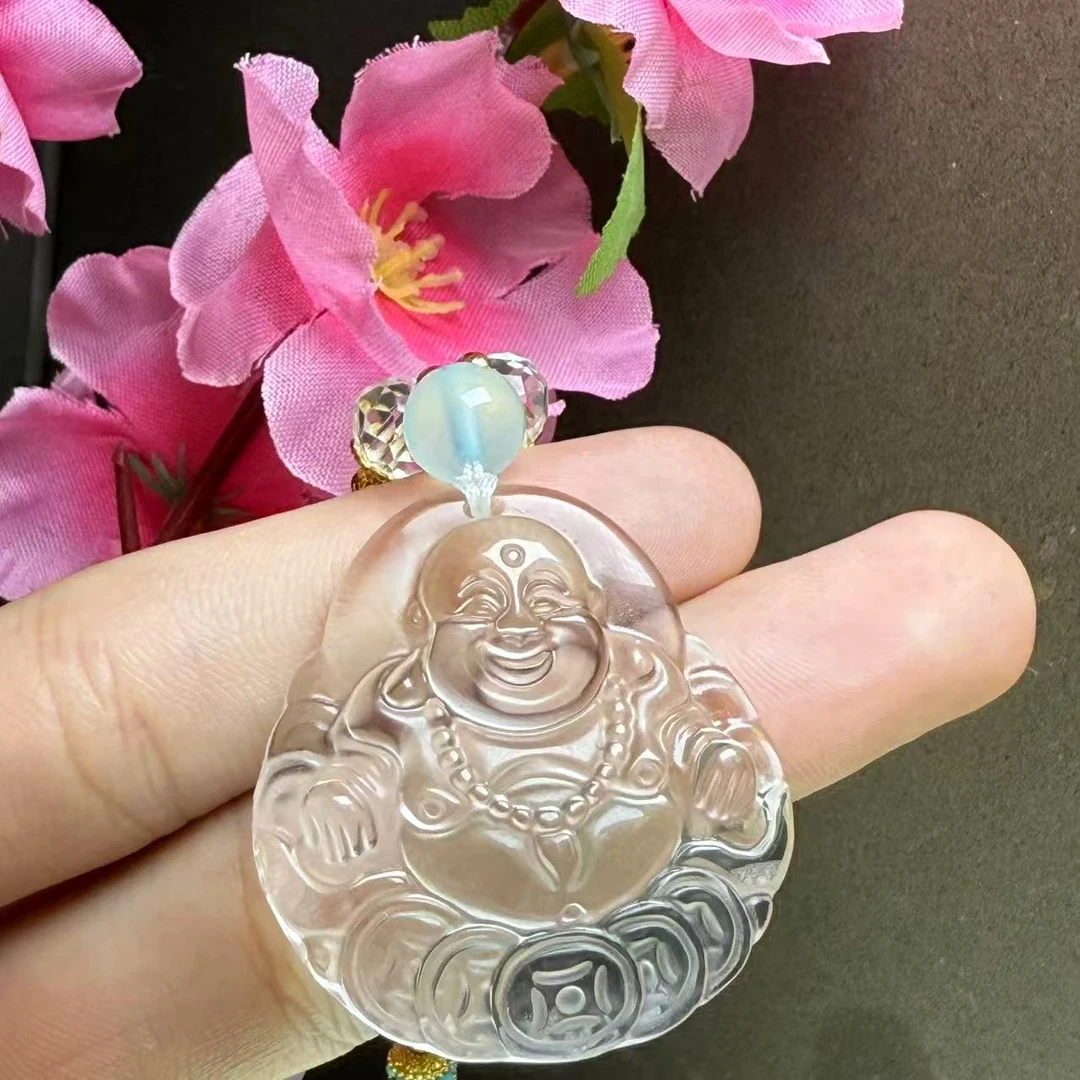 C11121【福嘟嘟】白晶阿赛斯克莱白水晶佛公吊坠-送礼佳品-配珠链
