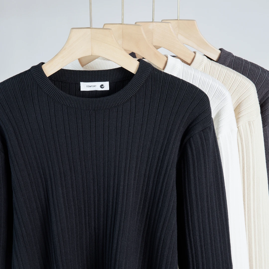 秋冬新款2025年圆领毛衣男提花针织衫打底衫冬季男士高级百搭