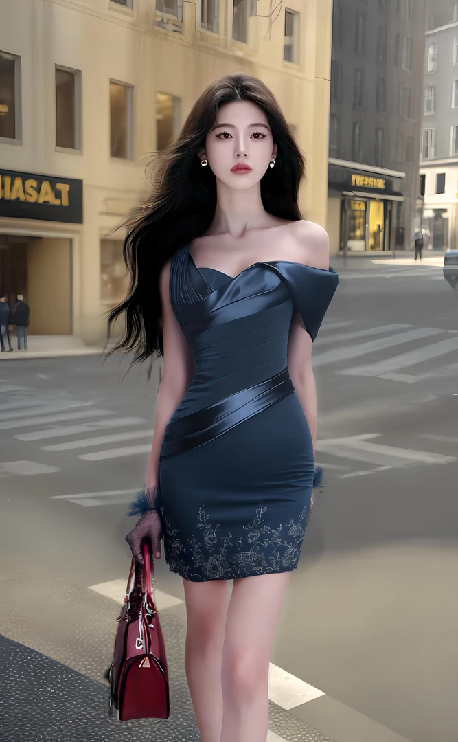 轻奢优雅不规则领型修身收腰包臀连衣裙女时尚高端大气氛围感裙子