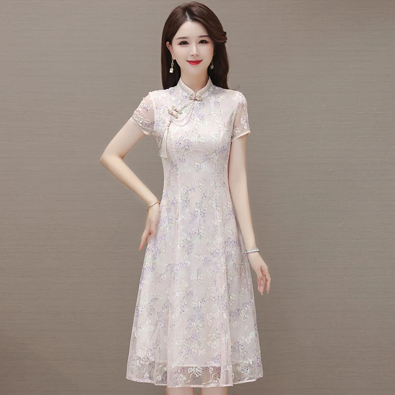 高贵上档次新中式改良旗袍气质连衣裙2025夏季新款女装中长款裙子