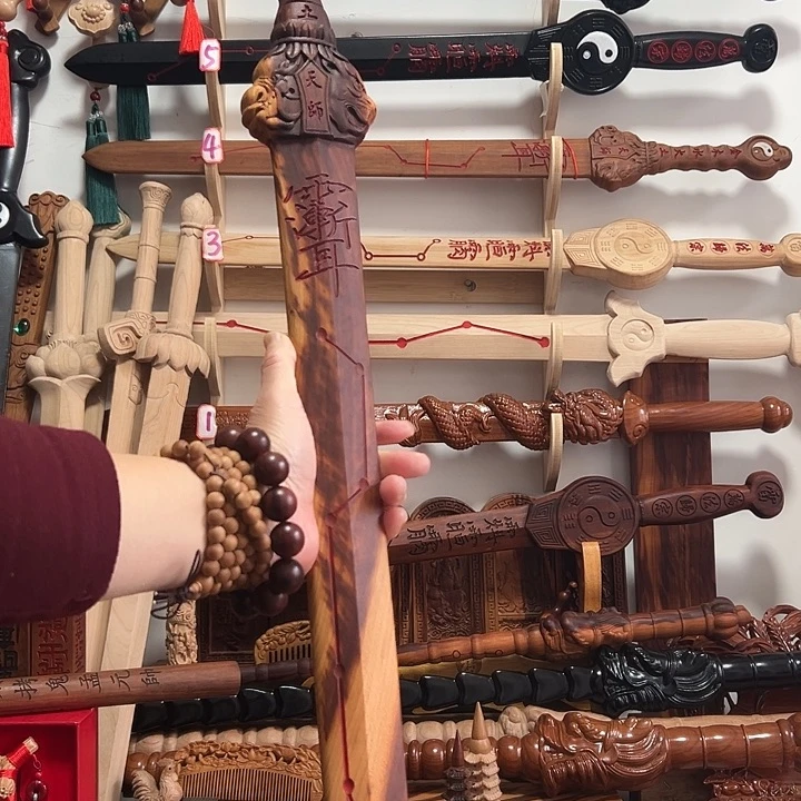 闲***间桃木80厘米天师剑雷纹