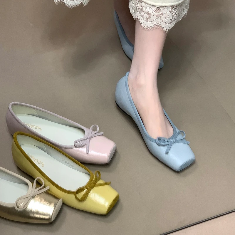 内增高蝴蝶结女鞋方头单鞋气质舒适百搭浅口玛丽珍鞋