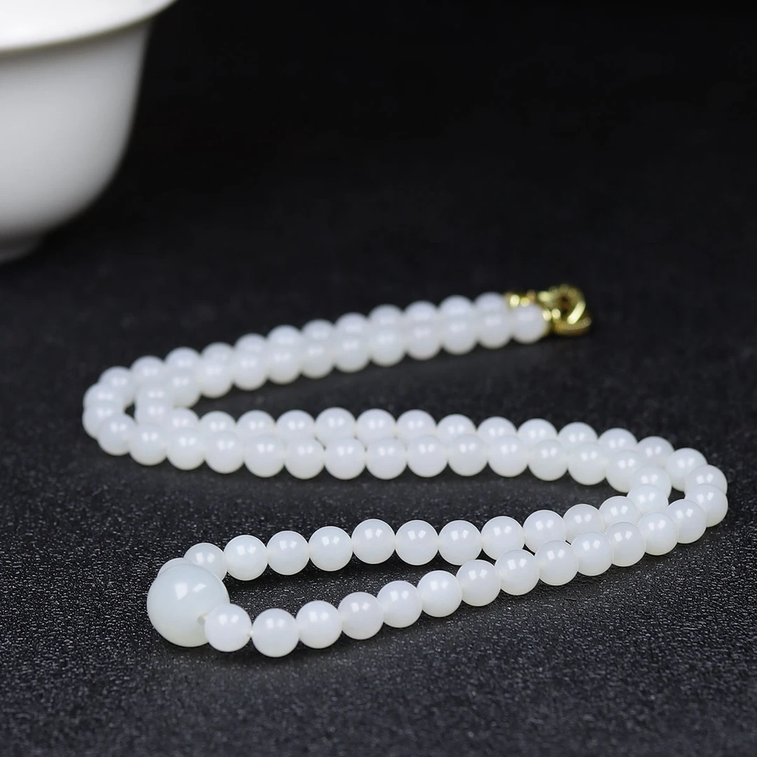 102128和田玉白玉项链