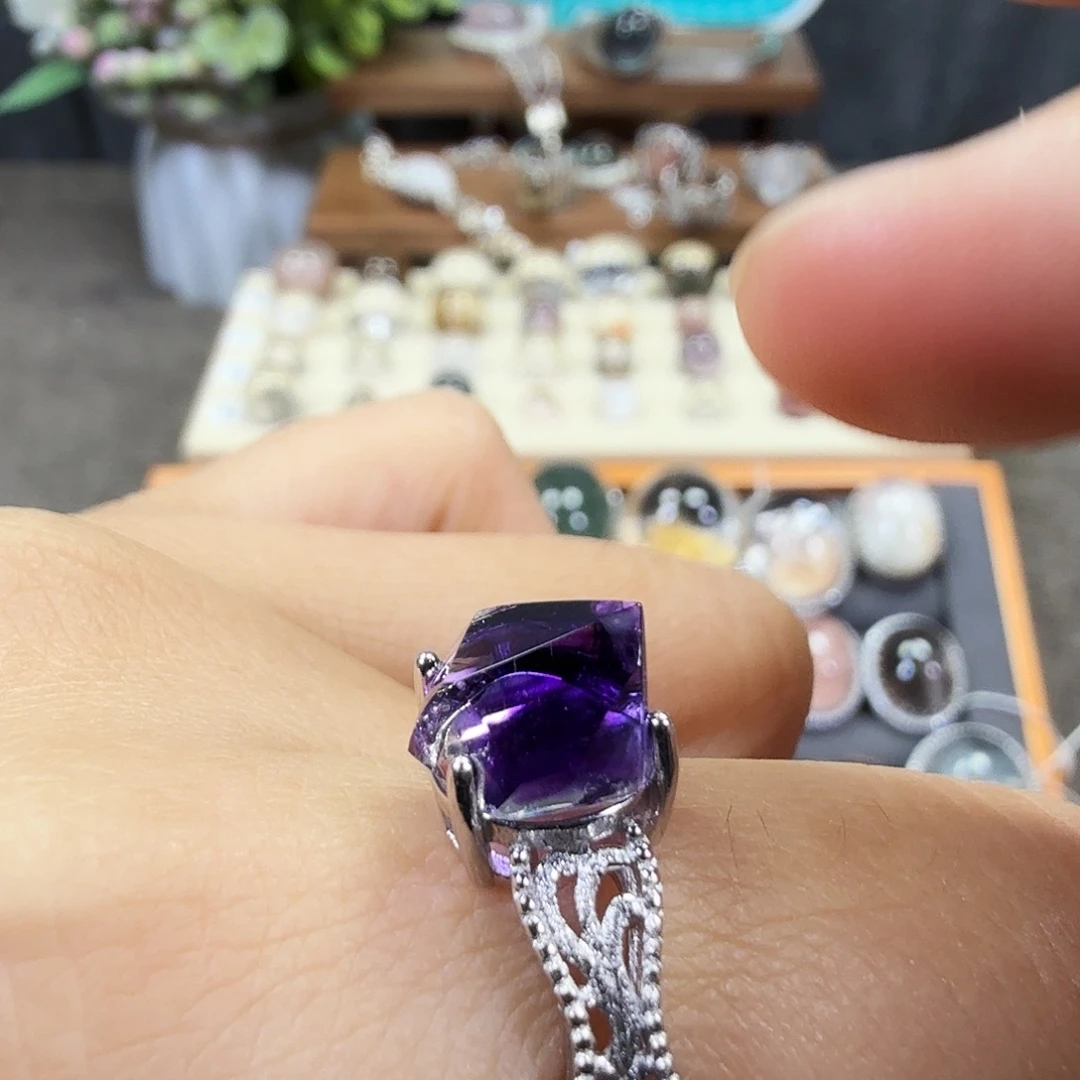 戒指银S925镶嵌水晶