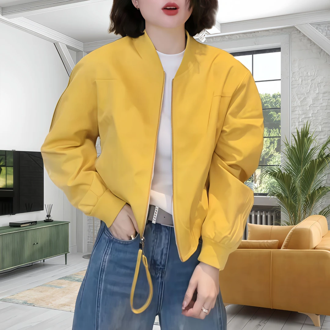 2025早春新款韩版纯色设计感小个子圆领百搭时尚外套休闲女装