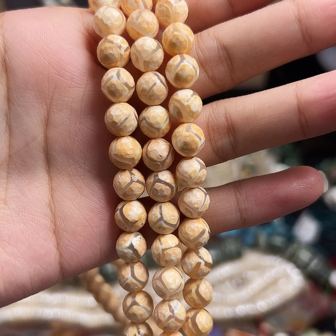 玛瑙/玉髓合金珠宝半成品J340黄足球玛瑙8m