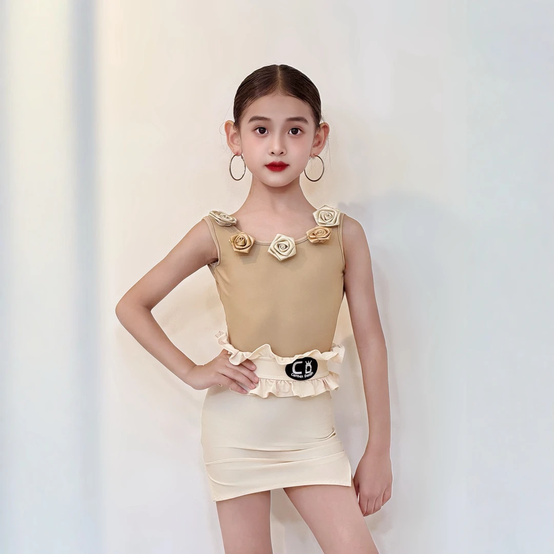 CD卡门秋季新品花苞裙裤套装拉丁舞练习服分体舒适透气高弹美背