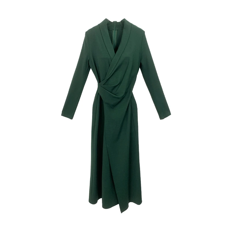 【金穗】秋冬新款法式优雅气质长袖收腰女装连衣裙-SW0455