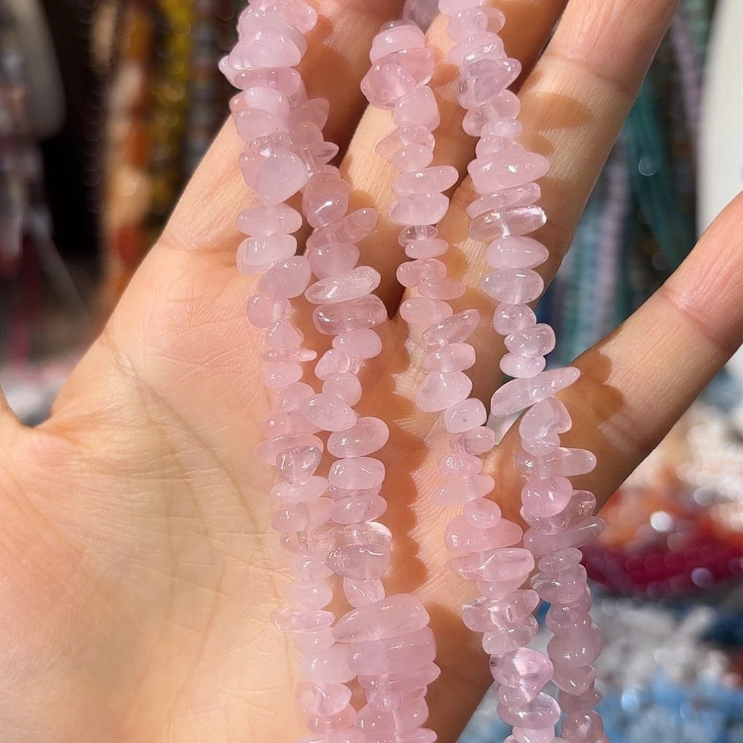 玛瑙/玉髓未镶嵌珠宝半成品粉水碎石一条75cm