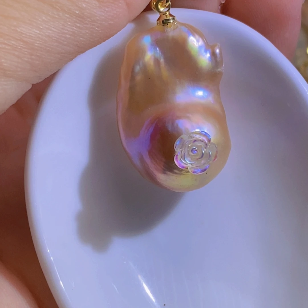 银S925镶嵌淡水珍珠天然淡水珍珠无染色无优化