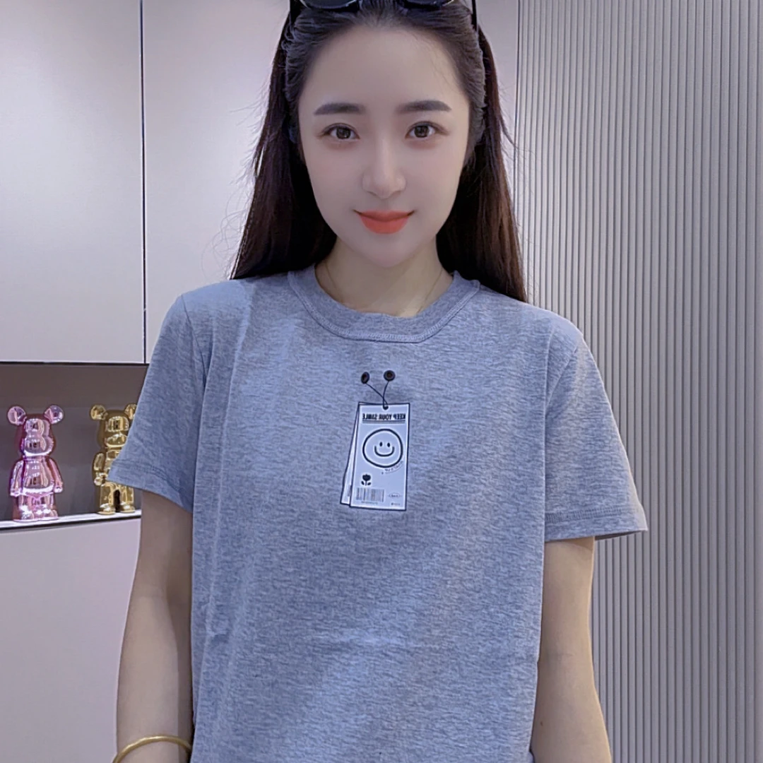 笑脸立体后背字母棉T恤