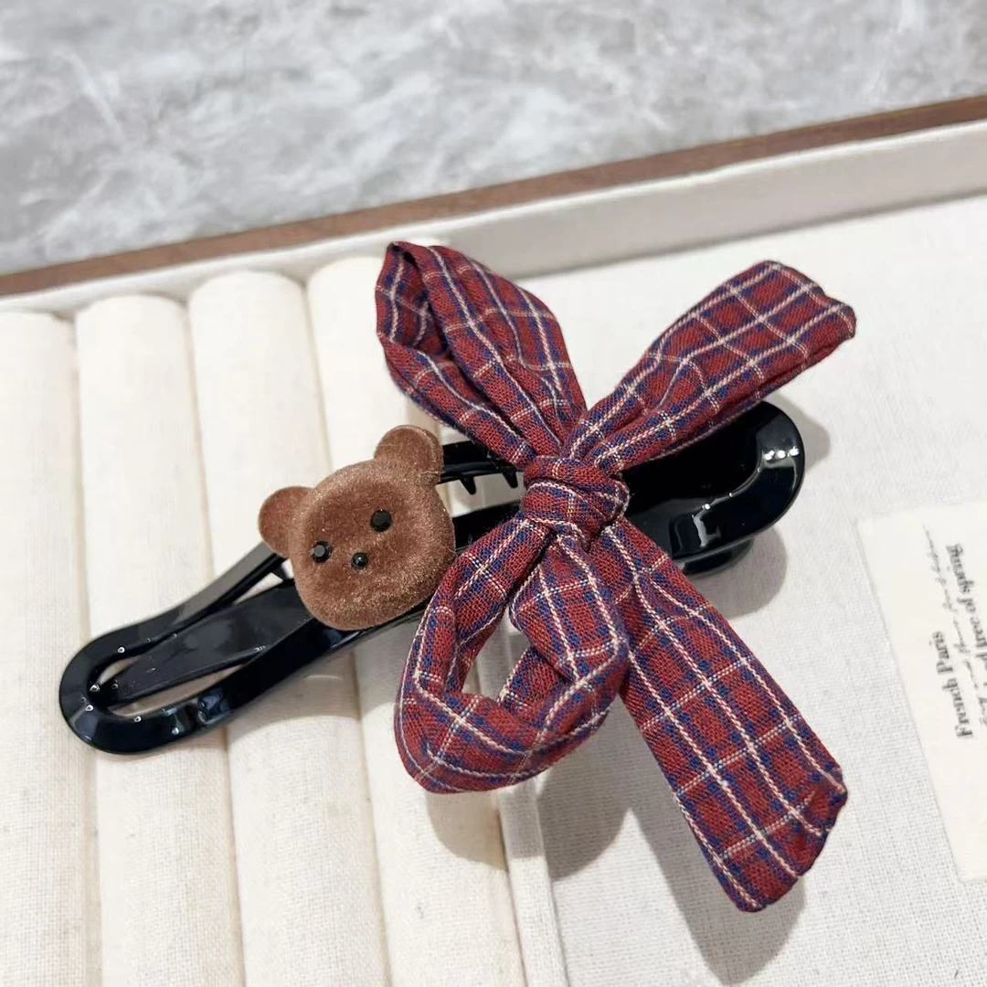 新款可爱蝴蝶结小熊发夹J2089