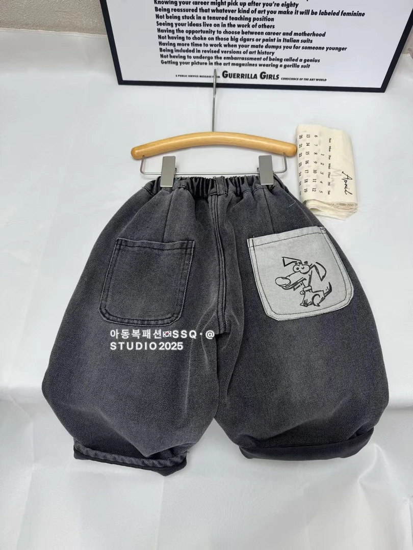 D9300韩国牛仔裤奥粒绒宽松韩版