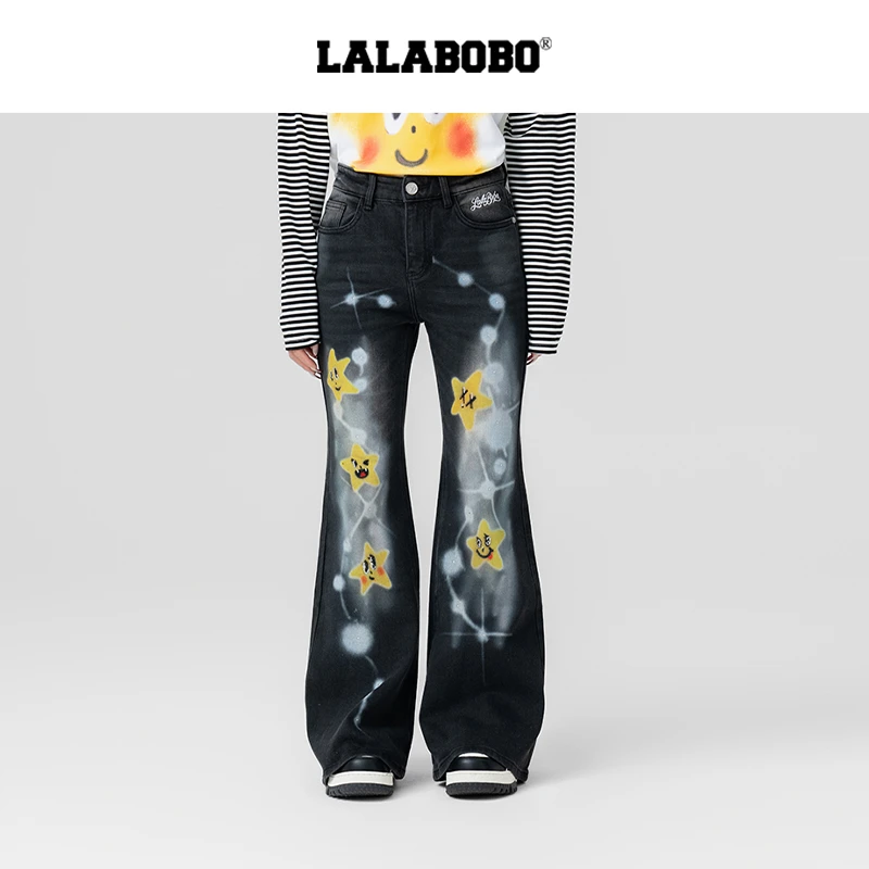 北京金源LALABOBO宽松水系休闲百搭牛仔长裤LBEA-WXZC16