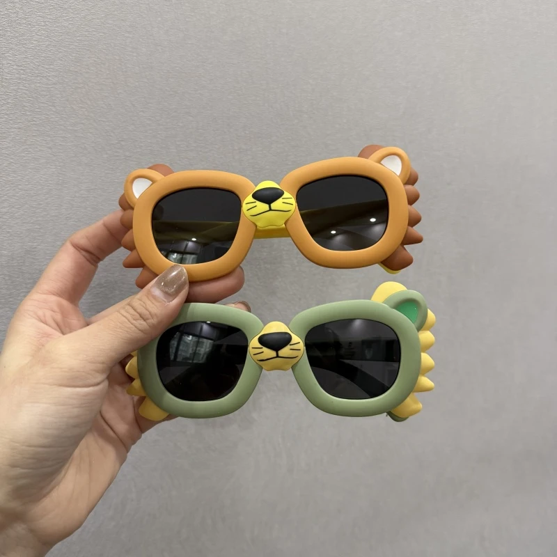 硅胶小狮子造型宝宝儿童偏光太阳镜软圆框个性小孩护目眼镜