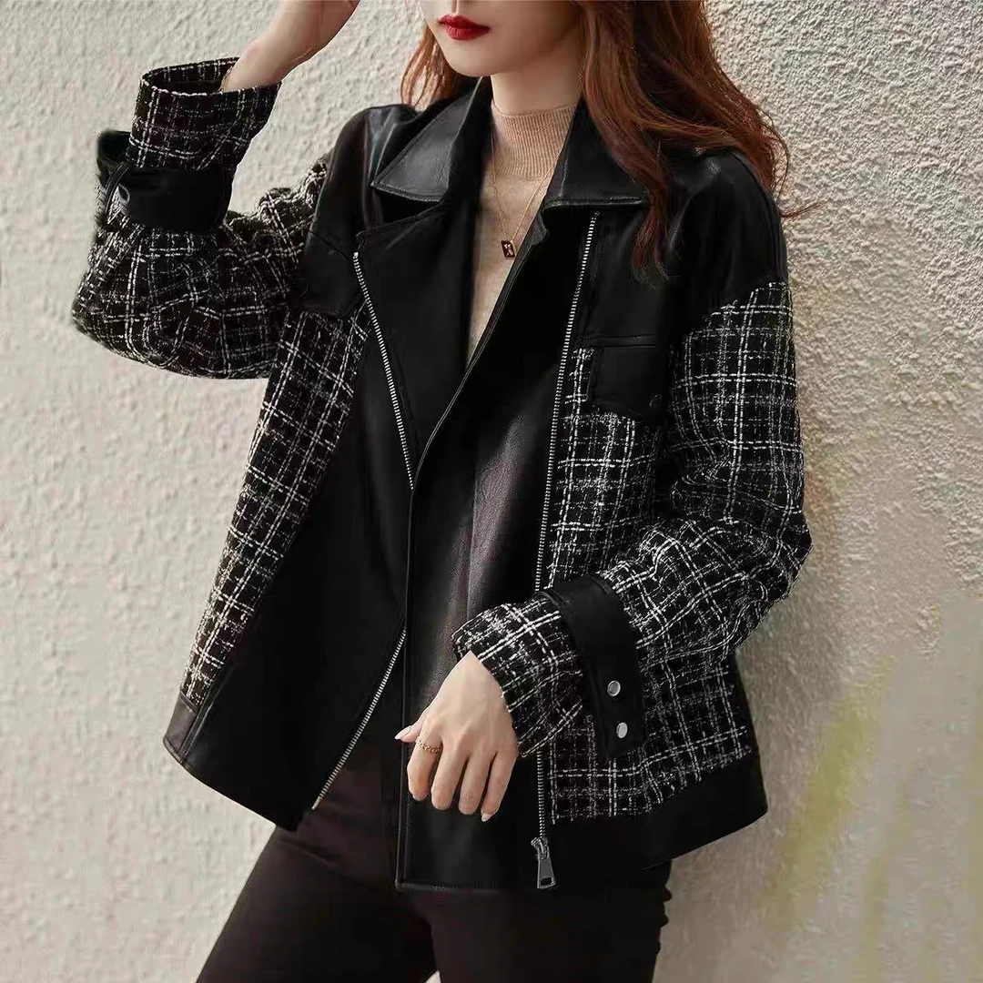 Q25 91602 【加棉不加棉随机发】机车皮衣女新款上衣夹克外套