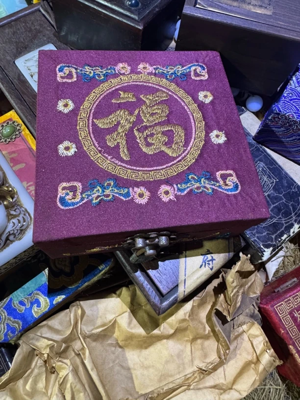 【闪购商品】木摆件紫福盒復古風完整