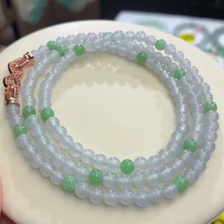 翡翠未镶嵌手链冰紫双彩卡5