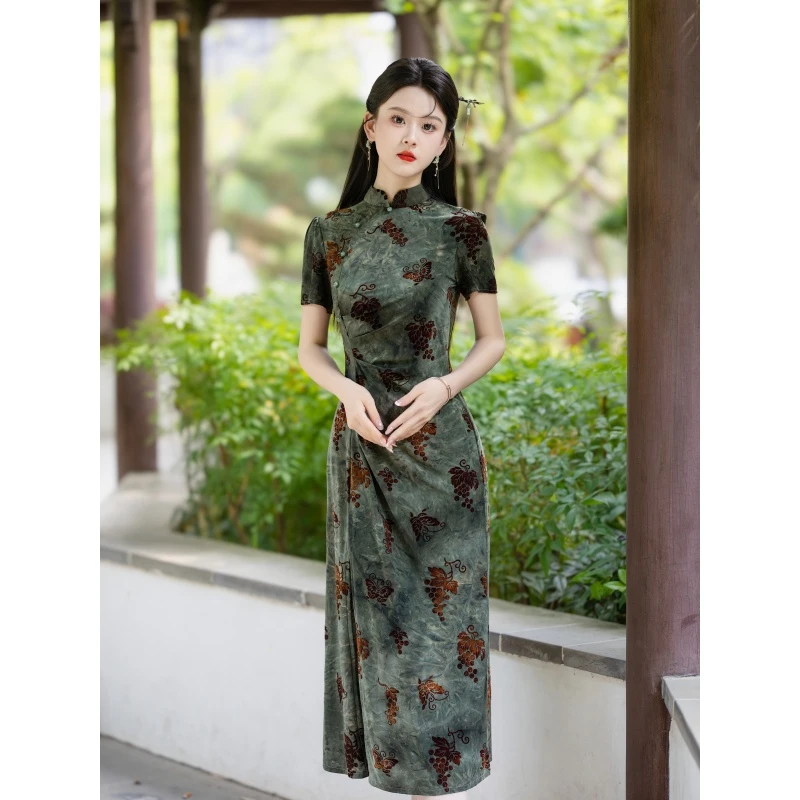 碧茸 2025夏季新款单层短袖日常国风旗袍