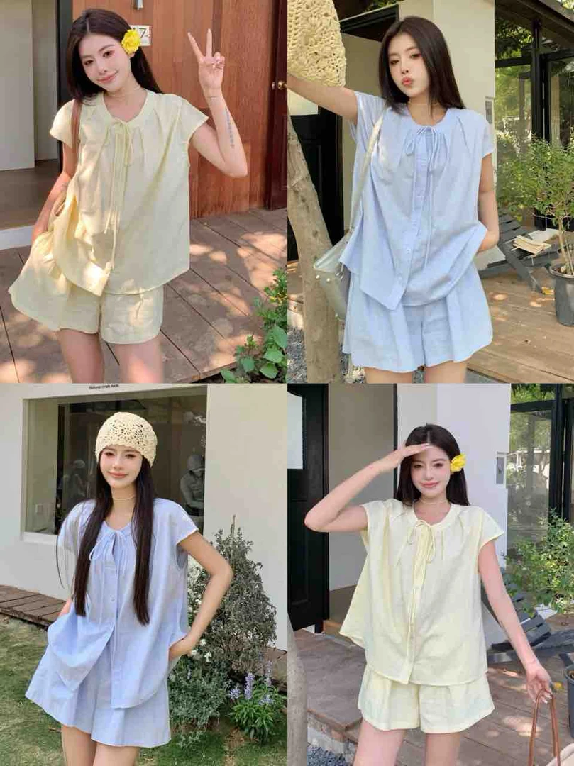 阔腿上衣短袖宽松韩版百搭时尚套装时尚套装气质夏季休闲风
