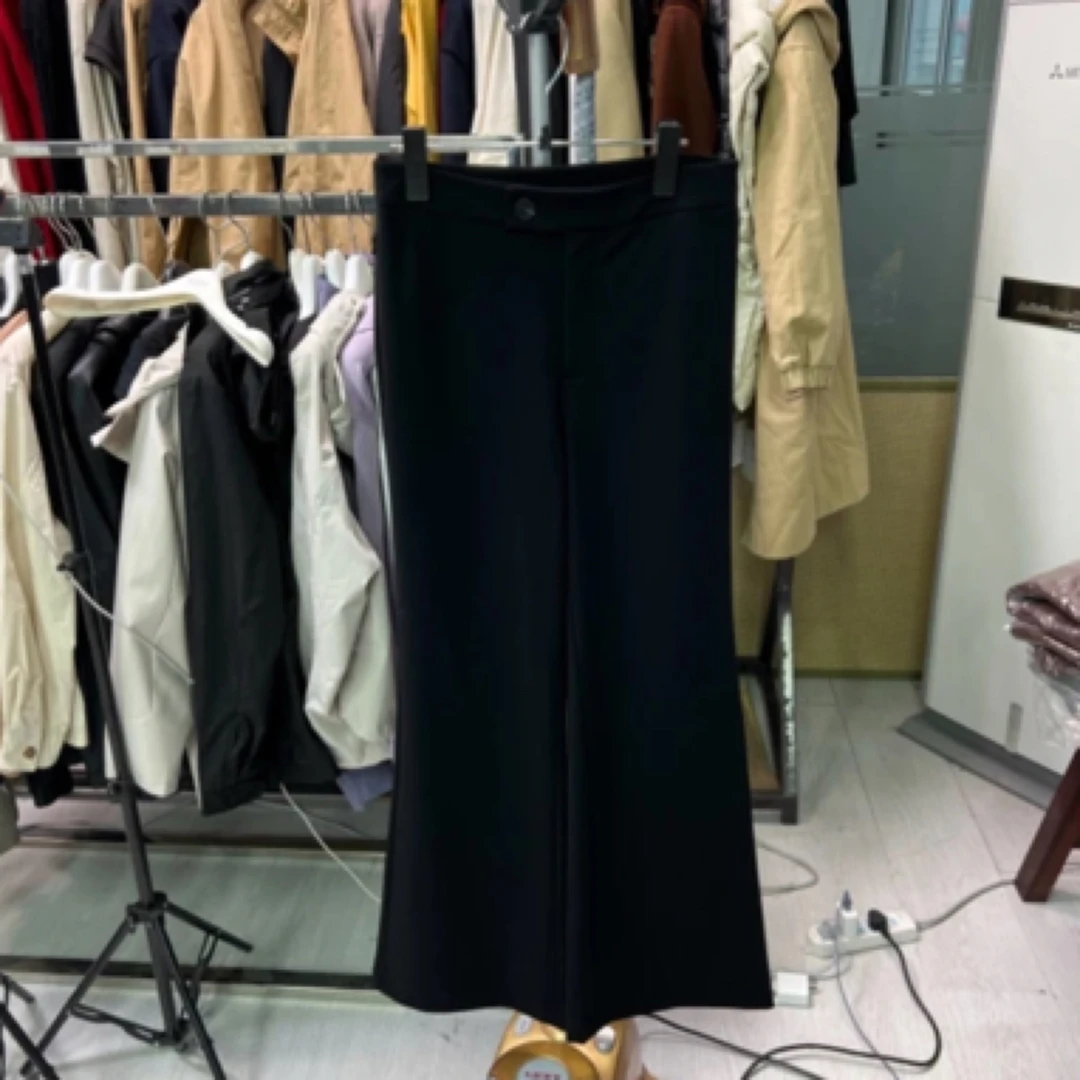 黑色高腰显瘦西装裤春夏季薄款垂感休闲喇叭裤