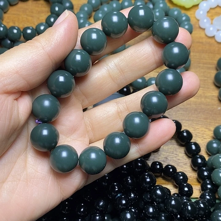 和田玉（青玉）未镶嵌手链和田玉青海青蓝调货头卡14