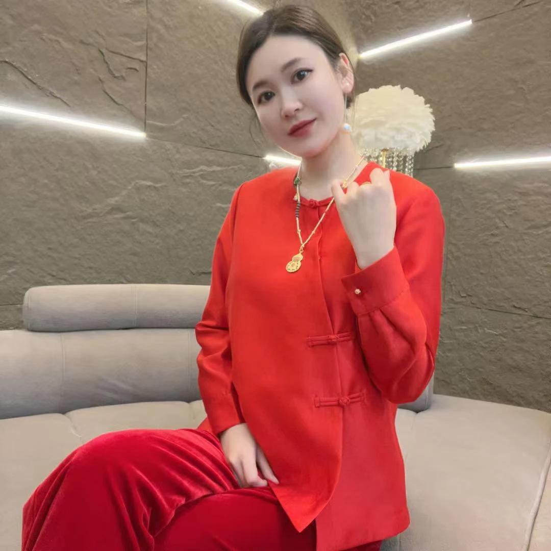 深圳南油乐总一8899款一新年款   新中式圆领复古盘扣衫  网红