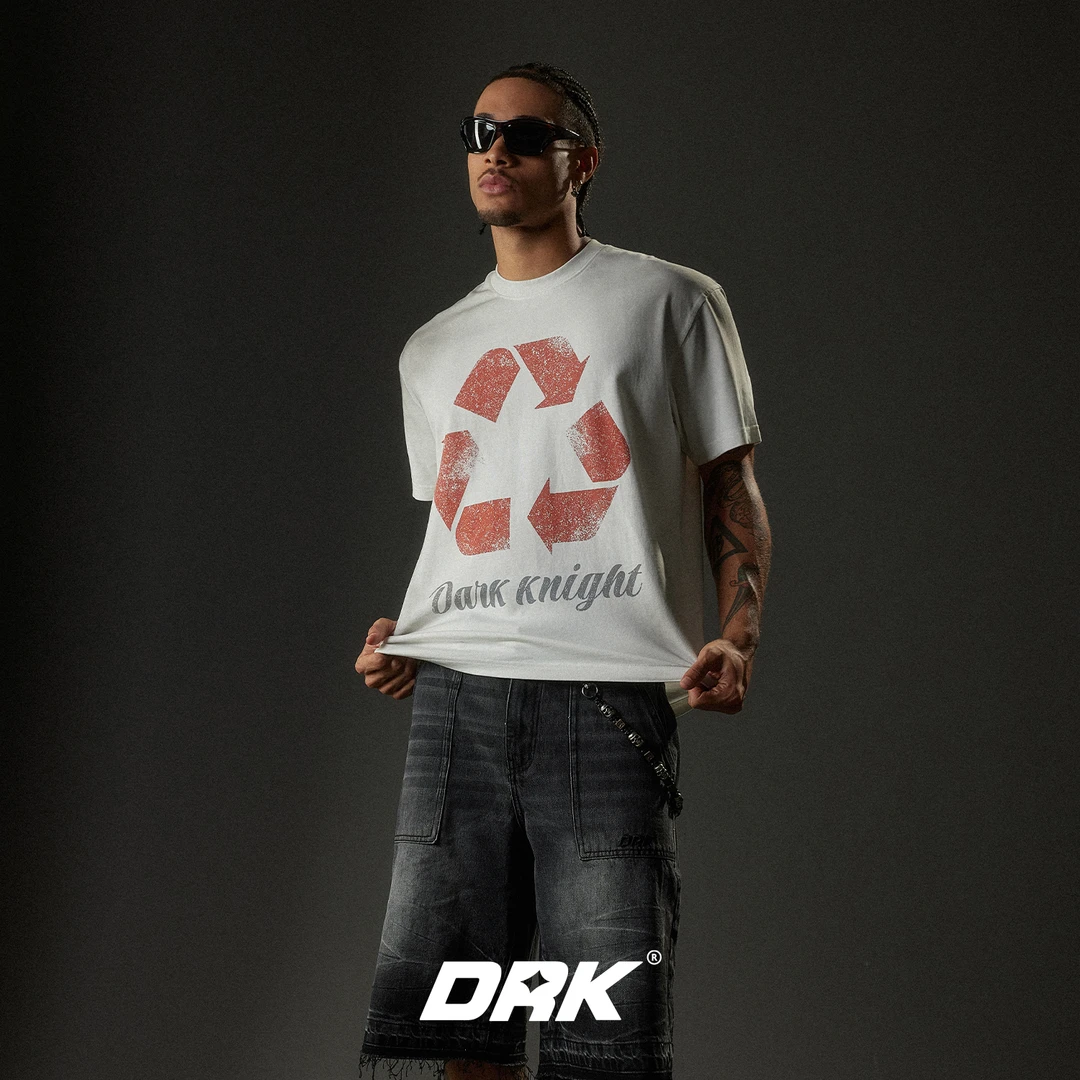 DRK【回溯系列】力量循环印花水洗做旧T恤新款短袖美式复古宽松舒适