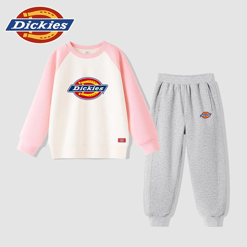 Dickies童装女童套装春秋款小女孩粉色洋气运动上衣儿童百搭卫裤