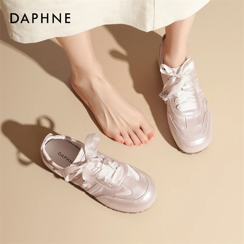 达芙妮新款粉色芭蕾风德训鞋2025夏季软底轻便女鞋平底休闲运动鞋