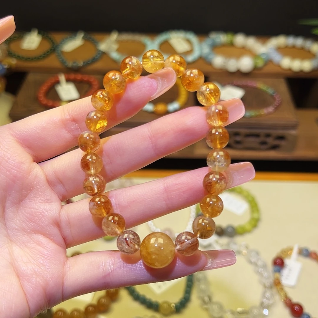 银S925镀金镶嵌水晶手串黄11851