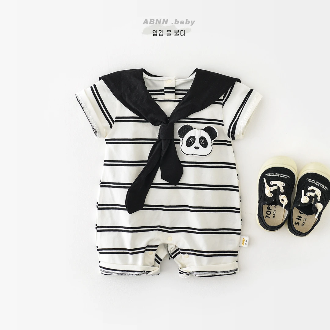 哈衣夏季春款连体衣服新款夏天夏款男半背婴洋气儿童春季薄款短爬