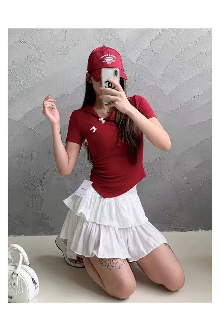 【意法-潮搭T•N】NN478-时尚女装设计感T恤短款高腰