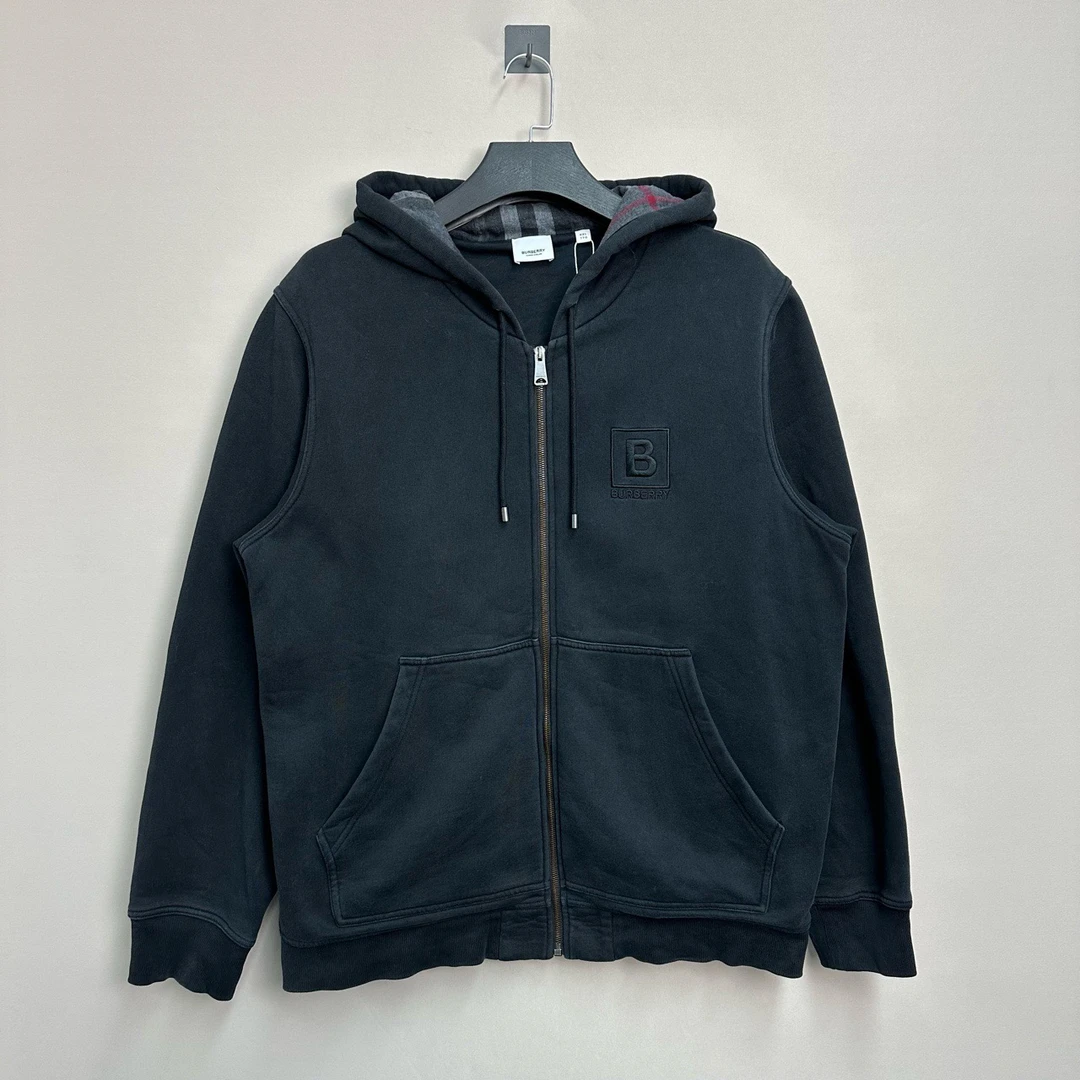 95新 BURBERRY/博柏利 B字母拉链帽衫/XXL码/公价7700