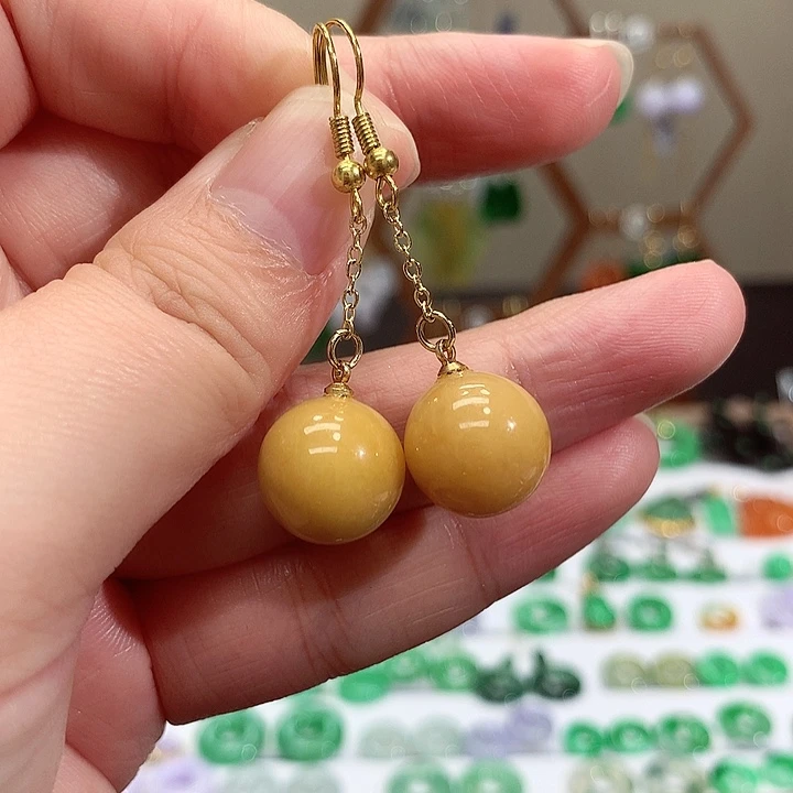 银S925镀金镶嵌翡翠耳饰
