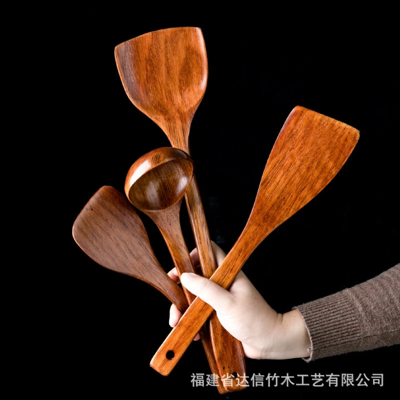 3件套【西藏包邮】木质家用不粘锅专用长柄锅铲炒菜厨房厨具套装