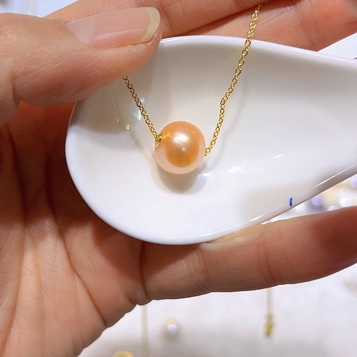 淡水珍珠中国红路路通吊坠银S925镶嵌