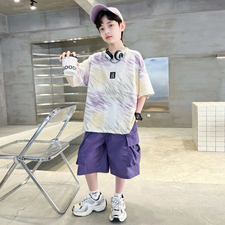 男童夏季潮流套装2025新款夏款帅气儿童时尚两件套6-12岁中大童